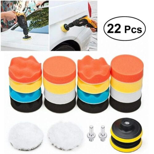 22 Car Polisher Gross Polishing Pads For Drill Sponge Buffer Waxing Buffing Kit