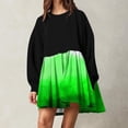 thumbnail image 2 of Robes de Soirée pour Femmes Robe Chandail en Molleton Surdimensionnée Patchwork Imprimé Manches Longues Col Rond Décontracté Plissée Mini Robes S-25 Vert S, 2 of 5