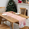 thumbnail image 4 of Pink Christmas Dresser Scarf Farmhouse, Dining Table Decorations for Wedding/Parties, Snowman Snowflake Gifts Xmas Tree Table Runner 120 Inches Long for Kitchen Dining, 13 x 120 In, 4 of 9