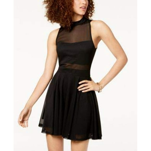 M GirlJuniors Malla Fit Flare Dres Negro XS