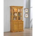 thumbnail image 6 of HomeStock 38"W China Cabinet With Glass Doors , Buffet And Lighted Hutch W Shelves And Drawer , Rustic Romance Dining Room Country Kitchen Display Storage , Light Oak Black Wood, 6 of 8
