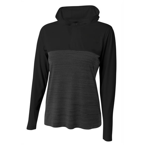 A4 Women's Slate Quarter Zip Hoodie For Women in Black | NW4013