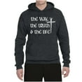 thumbnail image 2 of Wild Bobby The Way, The Truth & The Life Inspirational/Christian Unisex Graphic Hoodie Sweatshirt, Heather Black, Medium, 2 of 5