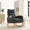 thumbnail image 3 of Accent Rocking Chair, Modern Tufted Upholstered Nursery Glider Rocker Armchair with Solid Wood Base & Side Pockets, Comfy High Back Leisure Lounge Chair Single Sofa Chair for Living Room, Dark Gray2, 3 of 7