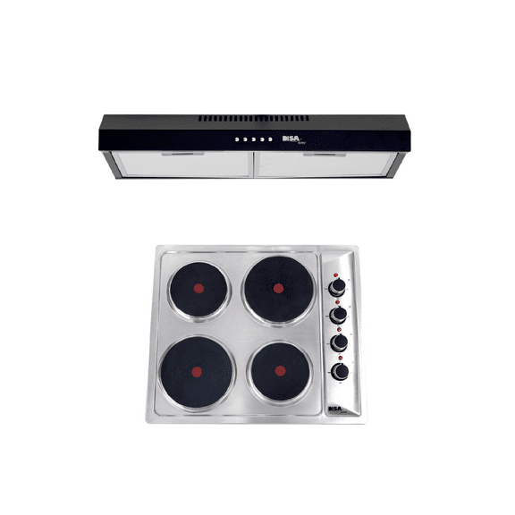 Combo DISA HOME Parrilla Eléctrica 4 Quemadores Acero Inox Y Campana Extractora de Pared Acero Inox Disa Home 40-11-0-017