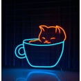thumbnail image 3 of Craftnamesign Cat Sleep In Cup Neon LED Light Signs 18" x 15" For Coffee Shop Decor, 3 of 4