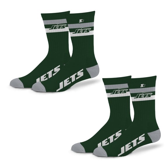 Unisex Starter New York Jets Team Color 2-Stripe 2-Pack Crew Socks Set