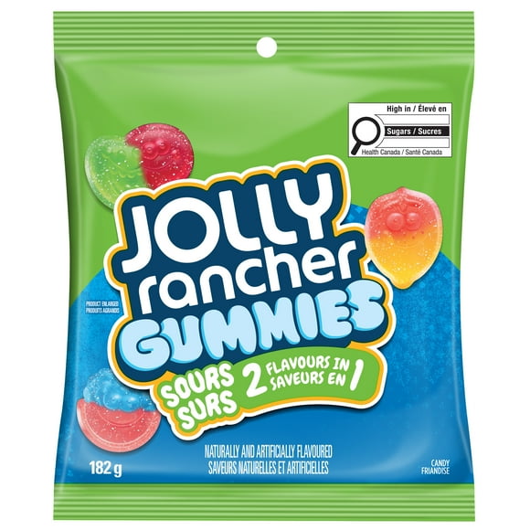 JOLLY RANCHER Gummies 2 en 1 surs bonbons gommeux, 182g