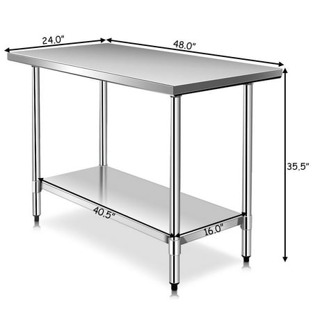 Costway 24 X 48 Stainless Steel Food Prep Work Table