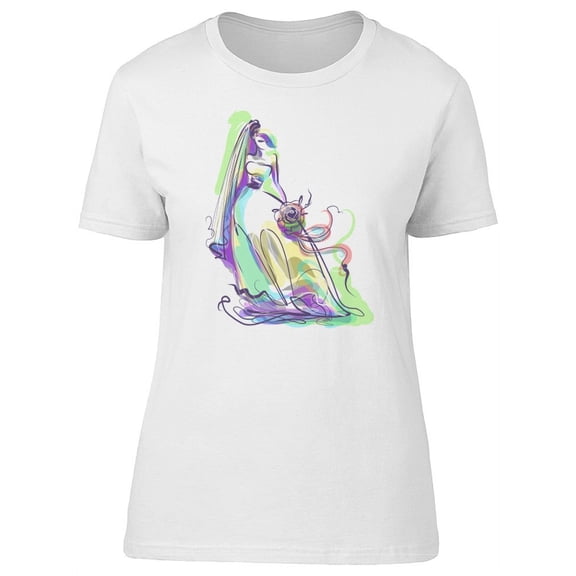 Beautiful Bride In Wedding Dress T-Shirt Women -Image by Shutterstock, Female x-Large