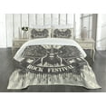thumbnail image 3 of Ambesonne Rock Music Quilted Bedspread Set 3 Pcs, Winged Instrument, King Size, Taupe Dust Cream, 3 of 5