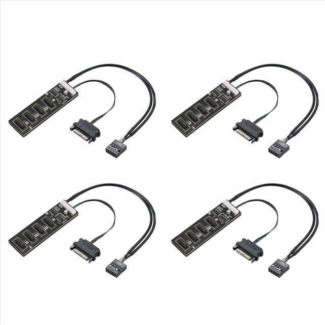 4X Divisor de Encabezado USB de 9 Pines con Cable de Alimentación , Conector Divisor USB 2.0 de Extensión de Concentrador USB Interno para Placa Base