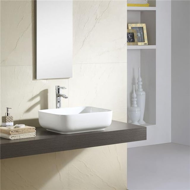 Fine Fixtures MV2016TE Vitreous China Triangular Thin Edge Vessel Sink without Overflow