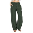 thumbnail image 6 of Kopltyrfg Womens Linen Pants Wide Leg Loose Cotton Swimsuit Coverups Summer Pants Beach Vacation Outfits (Dark Green,S), 6 of 6
