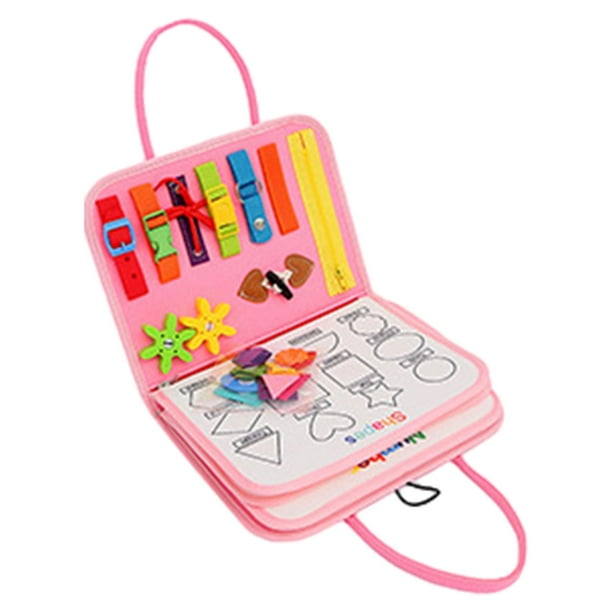 Tablero de actividades educativas para niños, tablero de actividades Montessori, juguete para aprendizaje preescolar Rosa estilo A.