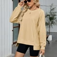 thumbnail image 3 of SWSMCLT Women's Long Sleeve Sweatshirt Fashion Fall Crewneck High Low Pullover Tops Soft Loose Ribbed Sweatshirts Yellow X-Large, 3 of 5