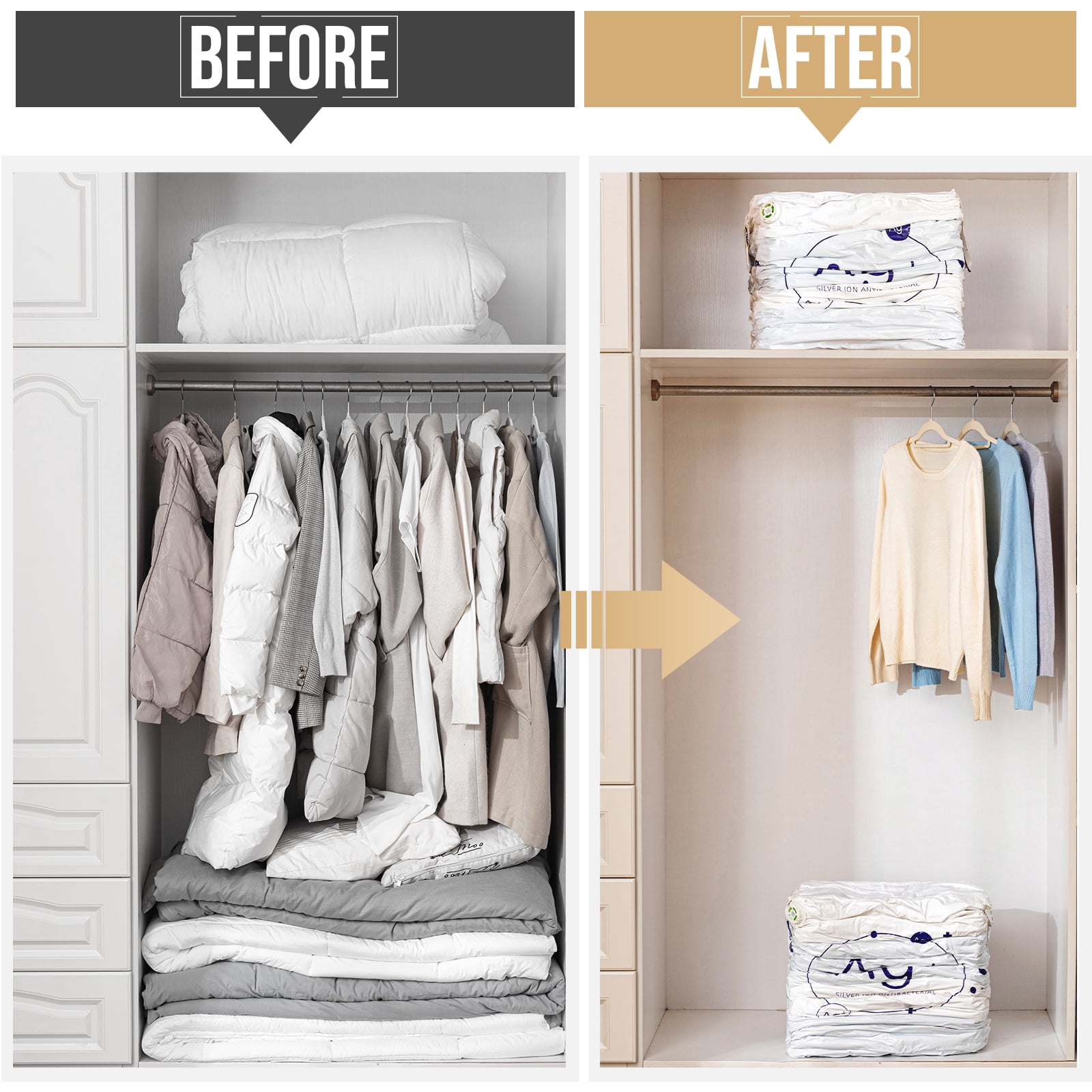 TAILI Vacuum Storage Bags Jumbo Cube, 6 Pack, 31x40x15 inches, for Clothes Comforters Blankets Bedding