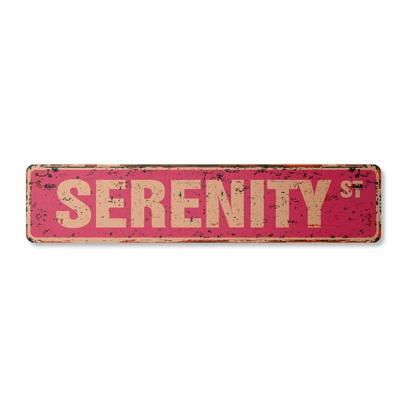 SERENITY Vintage Aluminum Street Sign Childrens Name Room Metal Sign rustic metal tin | Indoor/Outdoor |  30" Wide