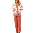 thumbnail image 2 of Women's pajamas set double-faced fleece pajamas cardigan with buttons autumn and winter full set pajamas, 2 of 7