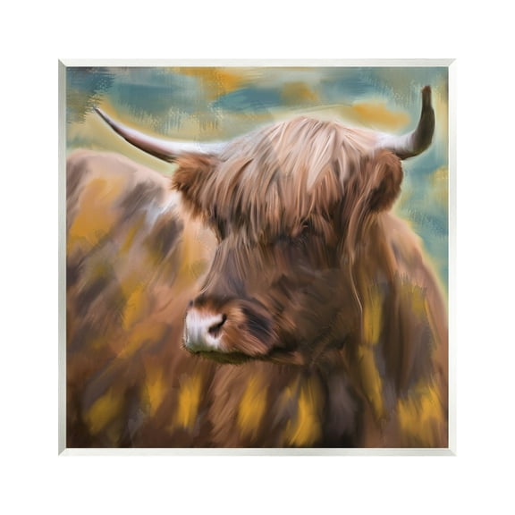 Stupell Industries Brown Highland Cow Animals & Insects Painting Unframed Art Print Wall Art, 12 x 12