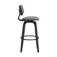 thumbnail image 4 of Pico 30" Swivel Black Wood Bar Stool in Gray Faux Leather with Black Metal, 4 of 10