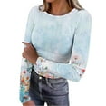 thumbnail image 2 of Heisall Womens Shirts 2025 Autumn Long Sleeve Round Neck Stretch Casual Floral Print Ribbed Knit Tops Casual Daily Wear, 2 of 8