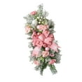 thumbnail image 2 of Corona de lágrima, corona artificial, floral artificial, fácil de colgar con lazo para bodas, Navidad, interiores y exteriores Rosa, 2 of 9