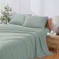 thumbnail image 2 of Modern Threads 4-Piece Solid Smoke Green Microfiber Bed Sheet Set, Full, 2 of 12