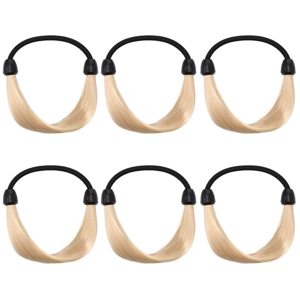 Bandas de cola de cola de cabello 6pcs bandas de soporte de cola de caballo sin costura anillo de cuerda para cabello grueso y cabello rizado (dorado)