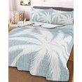 thumbnail image 3 of Quilts Twin Size, Summer Tropical Tree Soft Comforter Bedding Set for Bed, Coastal Sky Blue Palm Trees Lightweight Quilted Bedspread with Pillow Cover(2 Pieces) for All Season, 68x86 Inch, 3 of 7