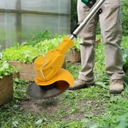 650W Weed Trimmer Cordless, 24V 2000mAh Battery Operated Weed Eater Electric Grass Trimmer with Wheels, 3 in 1 Battery Powered Weed Wacker with 3 Types Blades for Yard Garden, Yellow