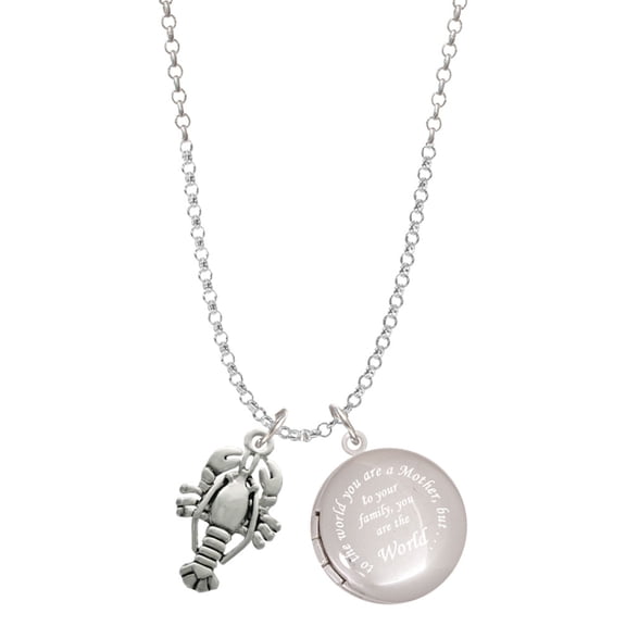 Delight Jewelry Silvertone Antiqued Lobster To the World You are a Mother Locket Necklace