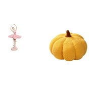 CoudarTitie Ballerina Pumpkin Resin Girl Sculpture Plush Pillow Decorative Figurine Novelty Souvenir Gifts Ornament for Office Study Room Bedroom Sofa Cushion