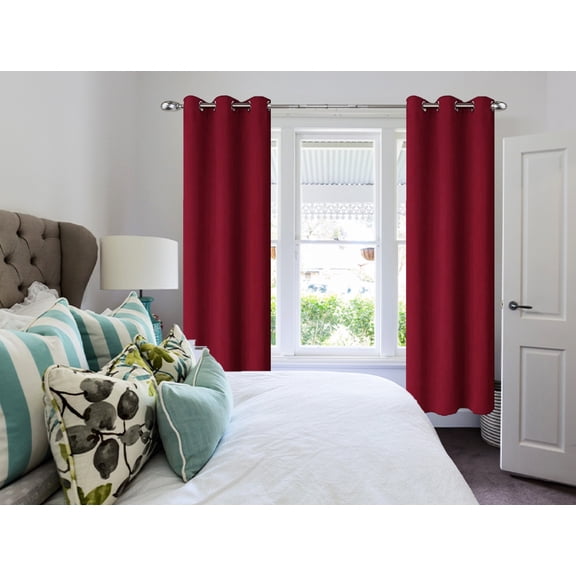 Gorgeous Home Linen K86 Set of 2 Panels Burgundy Solid Color Blackout Room Darkening Window Curtain Grommets Top 37" wide X 84" length each pc