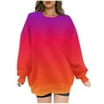 thumbnail image 2 of Pxxlle Oversized Sweatshirts Women Trendy Gradient Graphic Sweatshirt Loose Fit Long Sleeve Pullover Tops Casual Round Neck Loungewear Red L, 2 of 6