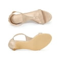 thumbnail image 4 of BLISSFUL STEP Women's Shoes T-Strap Embossed Kitten Heel Buckle Closure Open Toe Dress Sandals Nude 7, 4 of 7