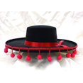 thumbnail image 2 of PMU Black Felt Spanish Hat w/ Red Pom Poms Pkg/6, 2 of 2