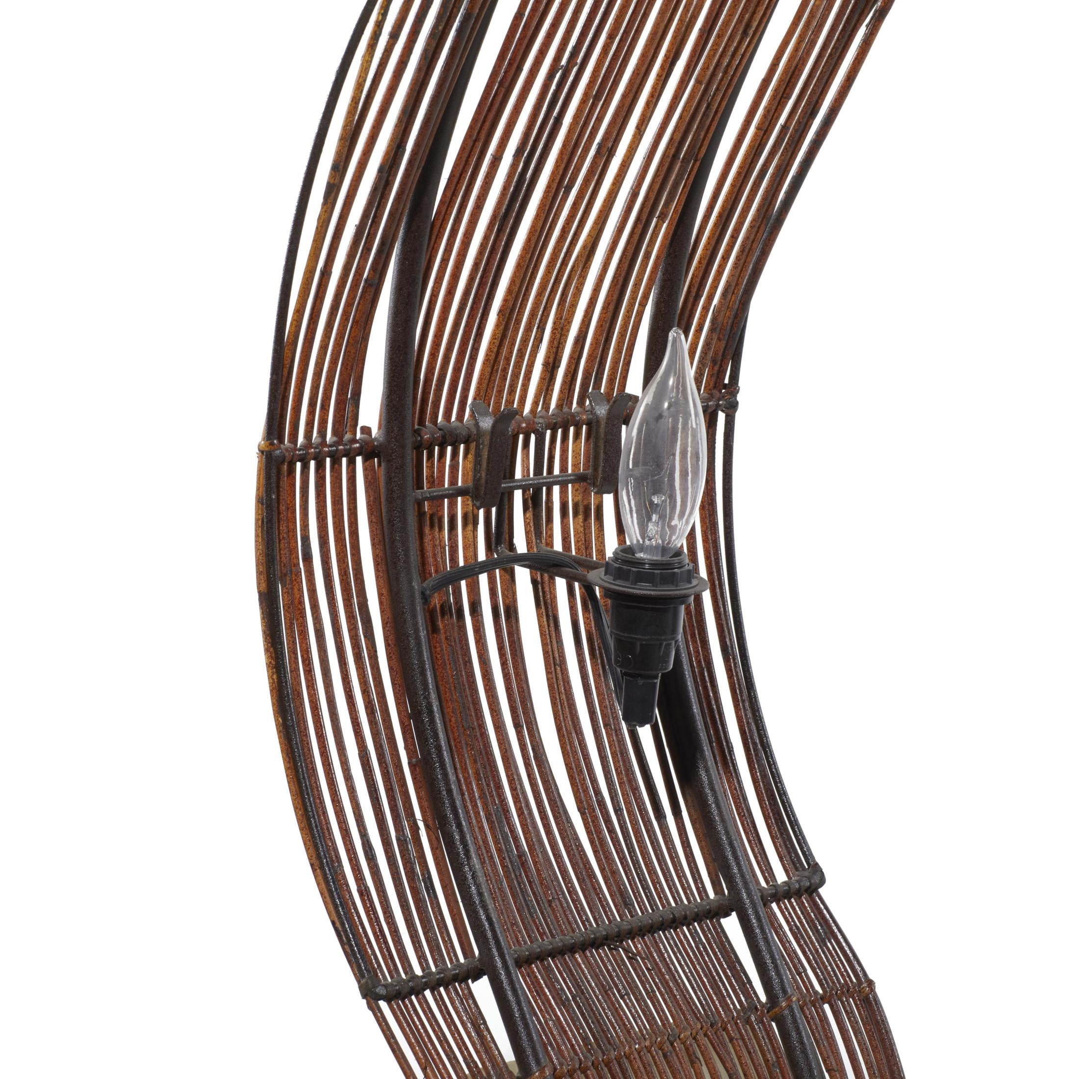 DecMode 67" 3 Light Wavy Tribal Brown Floor Lamp with Cream Shell Shade