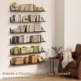 thumbnail image 5 of 48 Inches Long Floating Book Shelves for Wall Set of 3, Black Wall Bookshelves for Living Room, Large Heavy Duty Wood Wall Mounted Hanging Bookshelf for Bedroom Office Library Classroom, 5 of 14