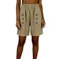 thumbnail image 2 of Cagogo Women's Plus Size Bermuda Shorts Elastic Waist Casual Loose Pants with Pockets Summer Vacation Beach Travel Lounge Shorts for Women, Khaki 2XL, 2 of 6