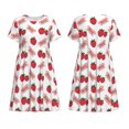 thumbnail image 3 of Bixox Robe d'Été à Manches Courtes pour Femmes Robe Ample Longueur Genou avec Poches-Fraise, 3 of 7