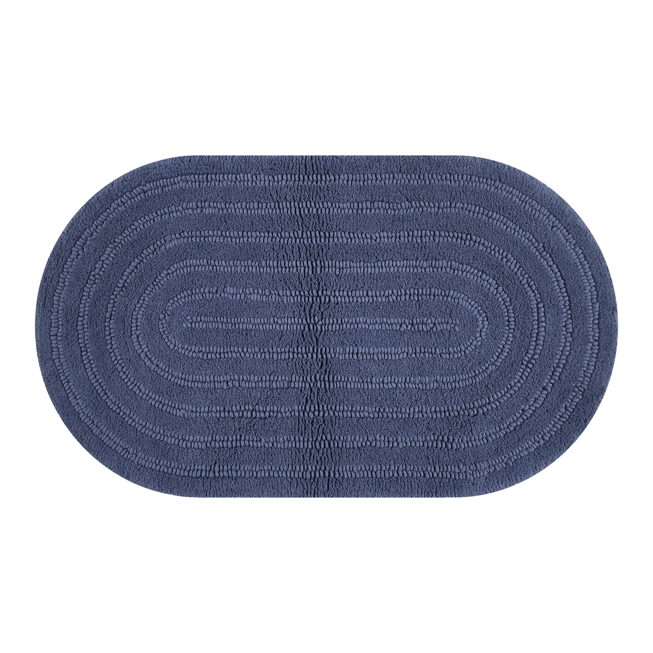 Beautiful by Drew Barrymore Complete Bathroom Set – Soft Cotton Towels, Oval Bath Rug, Navy