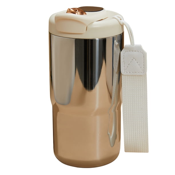 Frasco de vacío de 460 ml con asa Vaso de agua para automóvil de acero inoxidable (Plata)