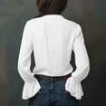 thumbnail image 4 of Babysbule Women's Satin Ruffle Collar Zip Front Blouse, Flounce Cuff Long Sleeve Casual Top for Office & Evening Wear, 4 of 8