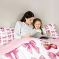 thumbnail image 4 of jejeloiu Ribbon Bows 7 Pieces Bedding Comforter Set,Red Kawaii Strawberry Full Bedding Set For Girls Kids Reversible, 4 of 7