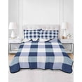 thumbnail image 3 of Quilts Twin Size, Navy Blue White Buffalo Check Soft Comforter Bedding Set for Bed, Farmhouse Plaid Modern Geometric Lightweight Quilted Bedspread with Pillow Cover(2 Pieces), 68x86 Inch, 3 of 6