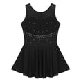 thumbnail image 4 of Doomiva Big Girls Shiny Rhinestone Mesh Splice Back Figure Ice Skating Dress Ballet Tank Leotard Black 10, 4 of 7