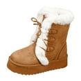 thumbnail image 3 of YLYL Women Winter Platform Snow Boots Lace up Fur Lined Cozy Warm Mid Calf Shoes, 3 of 9