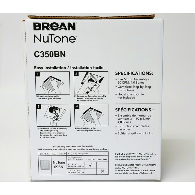 C350BN Nutone Bathroom Fan Motor Asm for 696N B Unit - Walmart.com