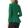 thumbnail image 3 of INSPIRE CHIC Women's Turn Down Collar Open Front High-Low Hem Gothic Peplum Blazer XS Dark Green, 3 of 6